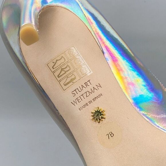 Stuart Weitzman Scallop Iridescent Faux Leather Pumps size 7 - Picture 13 of 13